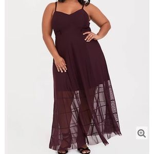 Torrid Plus Size Burgundy Mesh Bustier Maxi Dress